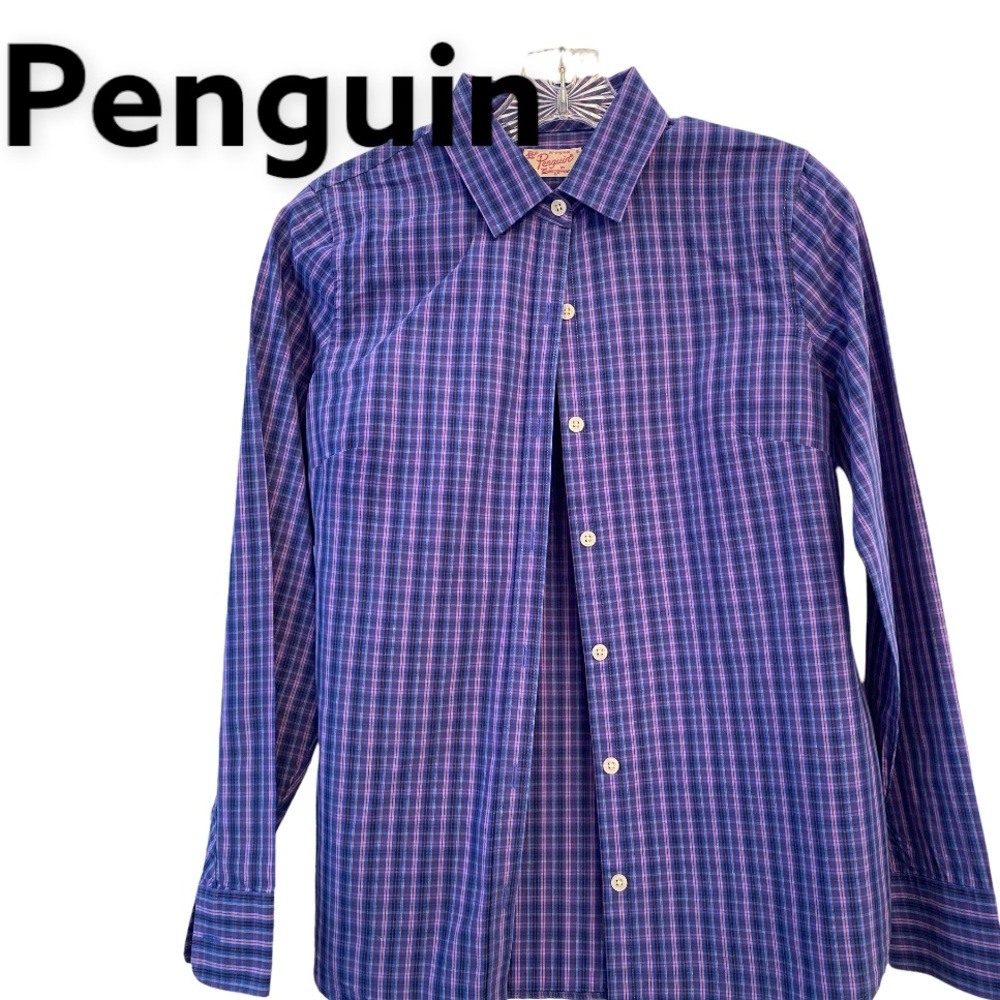 Penguin Blue-Purple Long Sleeve plaid Button up Shirt S